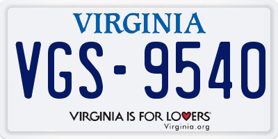 VA license plate VGS9540
