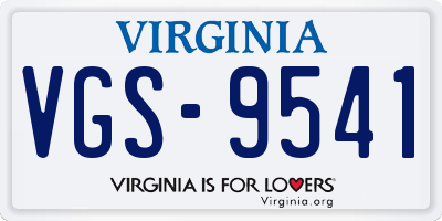 VA license plate VGS9541