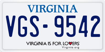 VA license plate VGS9542