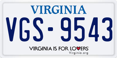VA license plate VGS9543
