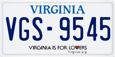 VA license plate VGS9545