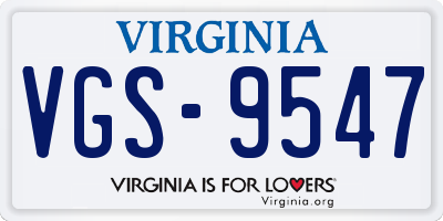 VA license plate VGS9547