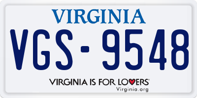 VA license plate VGS9548
