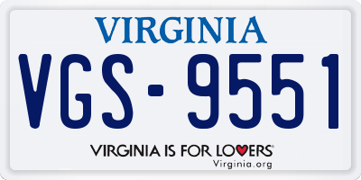 VA license plate VGS9551