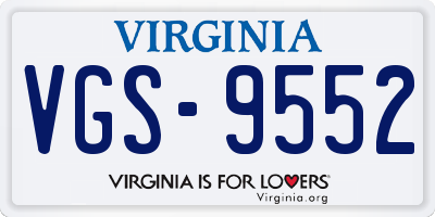 VA license plate VGS9552