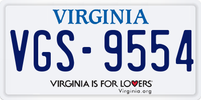 VA license plate VGS9554