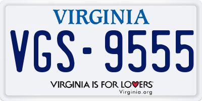 VA license plate VGS9555