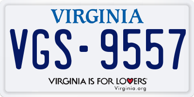 VA license plate VGS9557