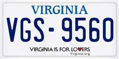 VA license plate VGS9560