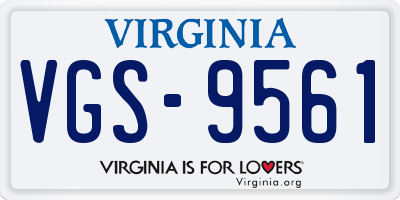 VA license plate VGS9561