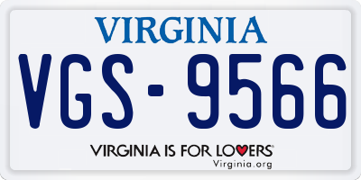 VA license plate VGS9566