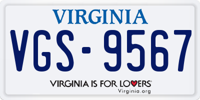 VA license plate VGS9567