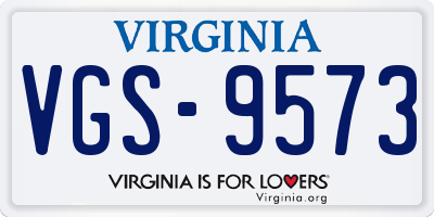 VA license plate VGS9573