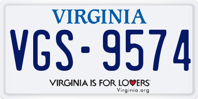 VA license plate VGS9574