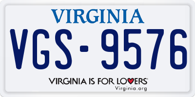 VA license plate VGS9576