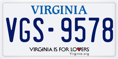 VA license plate VGS9578