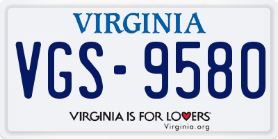 VA license plate VGS9580