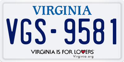 VA license plate VGS9581