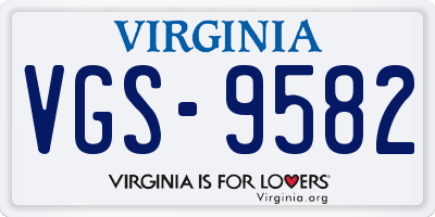 VA license plate VGS9582