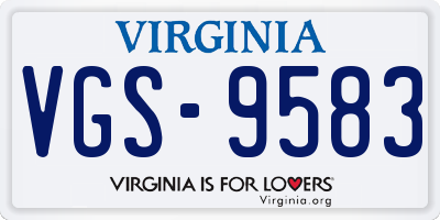 VA license plate VGS9583