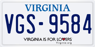 VA license plate VGS9584