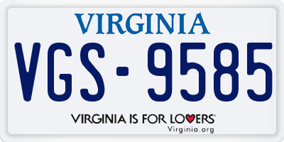 VA license plate VGS9585