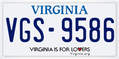 VA license plate VGS9586