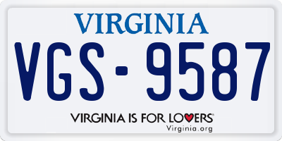 VA license plate VGS9587