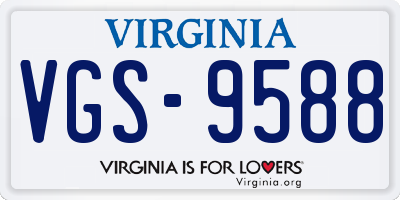 VA license plate VGS9588