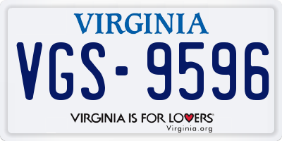 VA license plate VGS9596