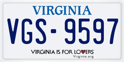 VA license plate VGS9597