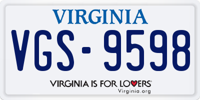 VA license plate VGS9598