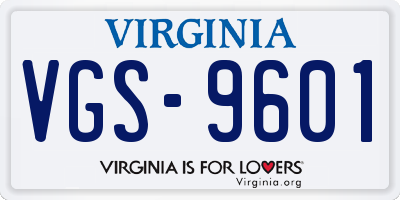 VA license plate VGS9601