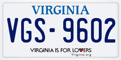 VA license plate VGS9602