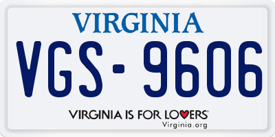 VA license plate VGS9606