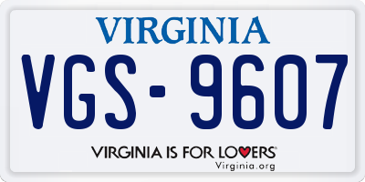 VA license plate VGS9607