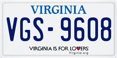 VA license plate VGS9608