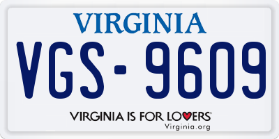 VA license plate VGS9609