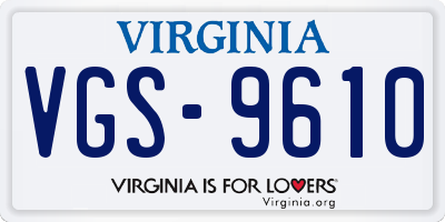 VA license plate VGS9610