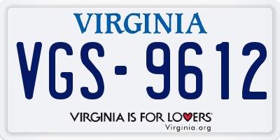 VA license plate VGS9612