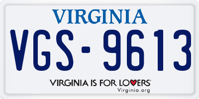 VA license plate VGS9613