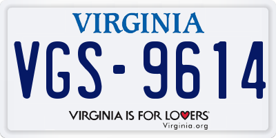 VA license plate VGS9614
