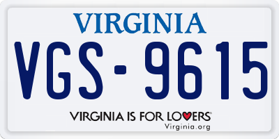 VA license plate VGS9615