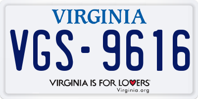 VA license plate VGS9616