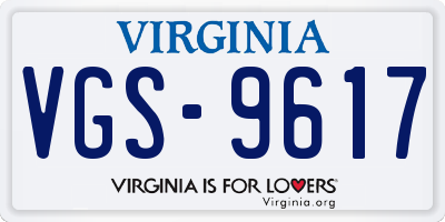 VA license plate VGS9617