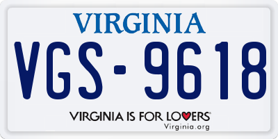 VA license plate VGS9618