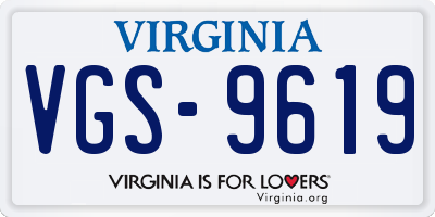 VA license plate VGS9619