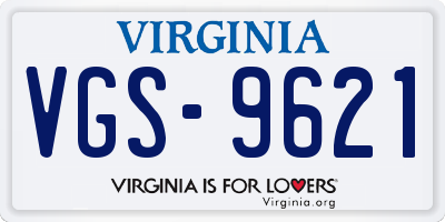 VA license plate VGS9621