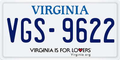 VA license plate VGS9622
