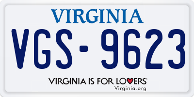 VA license plate VGS9623